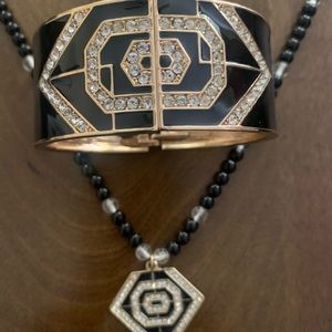 Beautiful cuff bracelet with long matching necklace